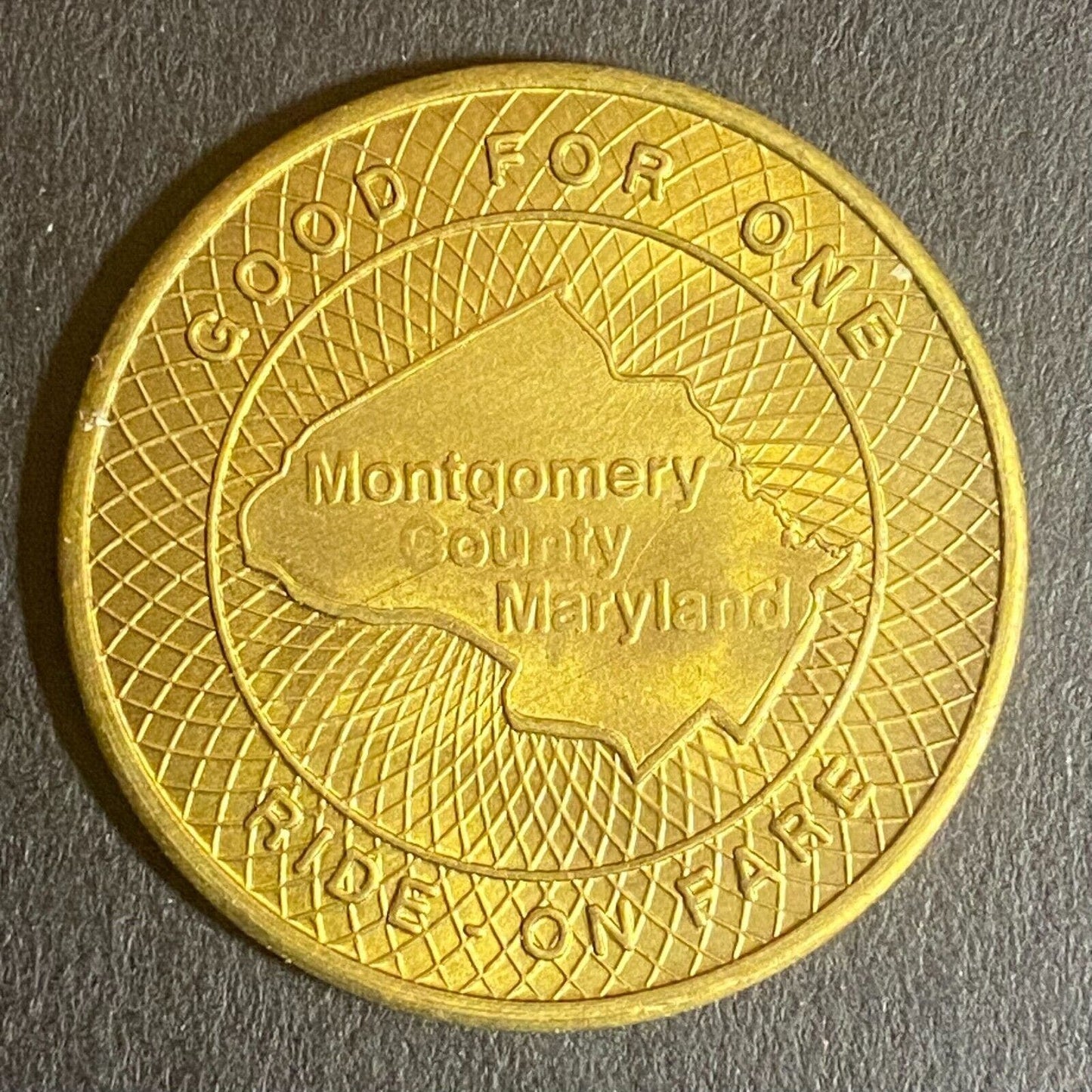 Montgomery County Maryland 20th Anniv 1975-95 Fare Brass Bus Transit Token 28mm