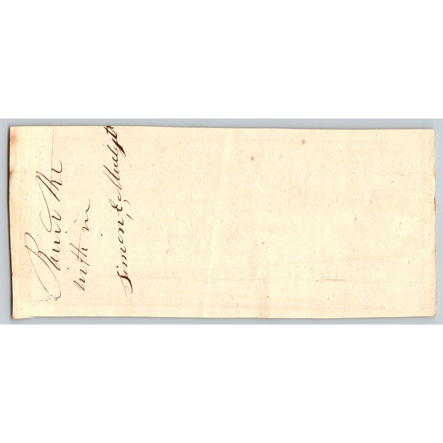 1844 Jabez Knowlton* Newburgh ME Town Check for Simon & M___ ? for Getting Wood