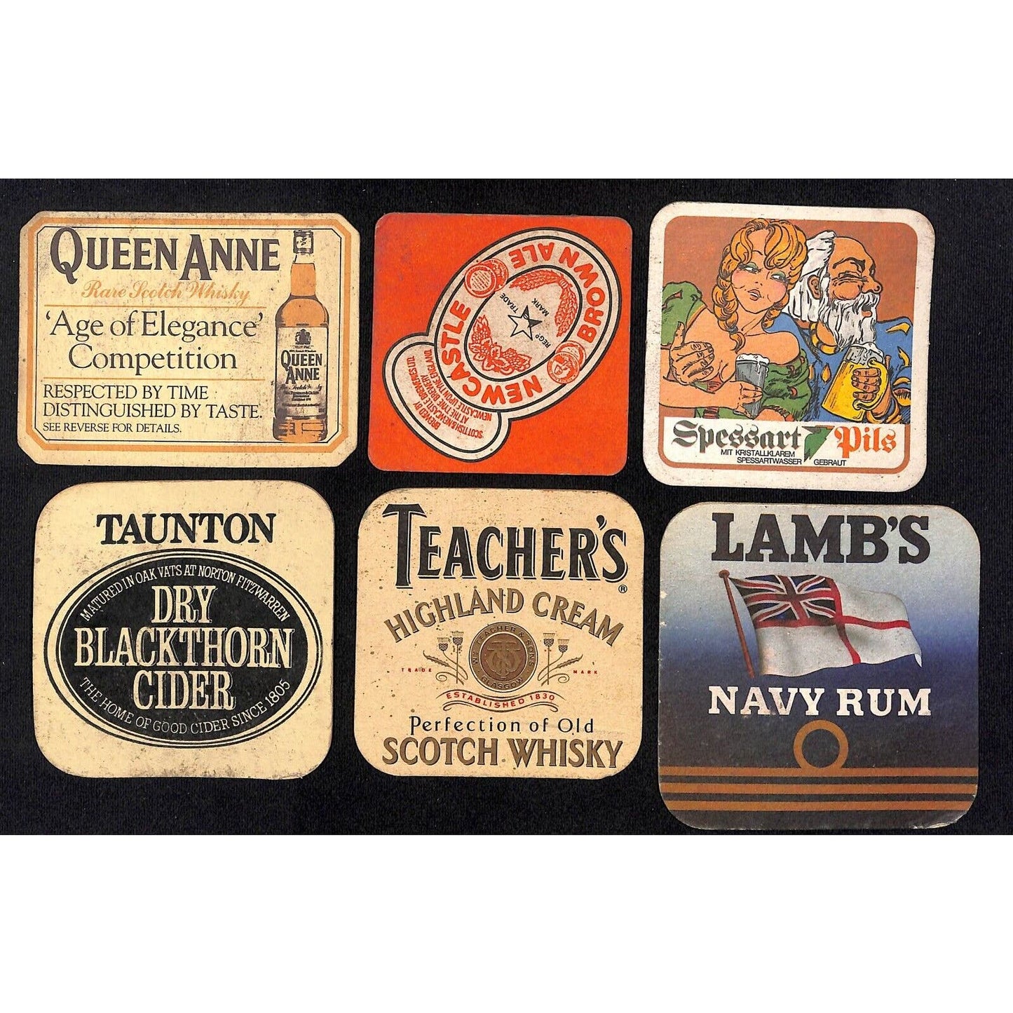 Group of 6 c1980's Alcohol Liquor Beer Beverage Advertising Drink Coasters