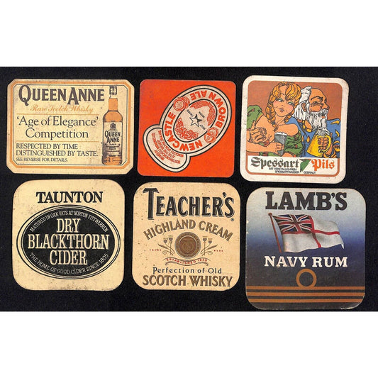 Group of 6 c1980's Alcohol Liquor Beer Beverage Advertising Drink Coasters