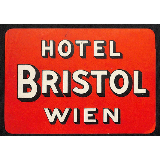 Hotel Bristol Wien Vienna Original Luggage Label c1930's Scarce VGC