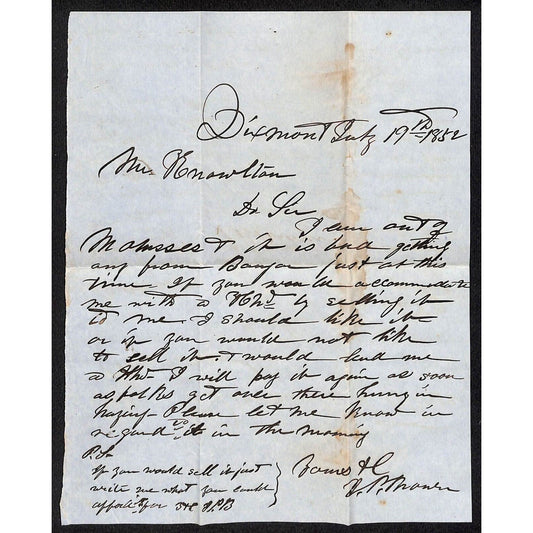 1852 ALS to Knowlton* Newburgh, ME "Out of Molasses + Bad Getting from Bangor"