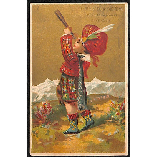 Easton, PA Bain's Tea and Coffee Co. Victorian Trade Card Boy Winter Telescope