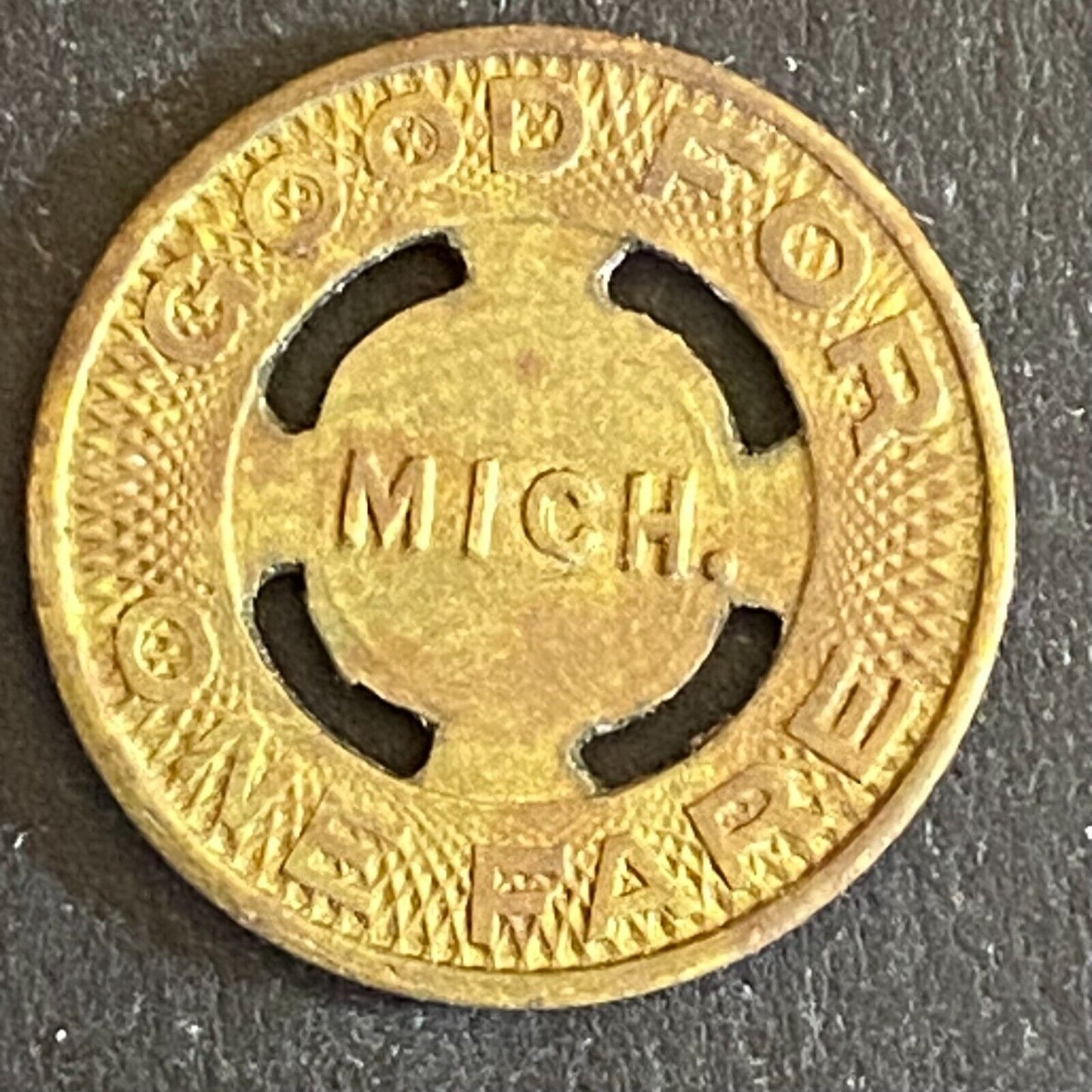 Benton Harbor & St. Joe Mich. G/F One Fare Transit Token 16mm (#2)