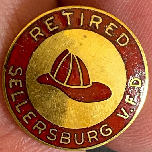 "Retired Sellersburg V.F.D." c1930's-40's Color Enameled Lapel Pin 16mm VGC