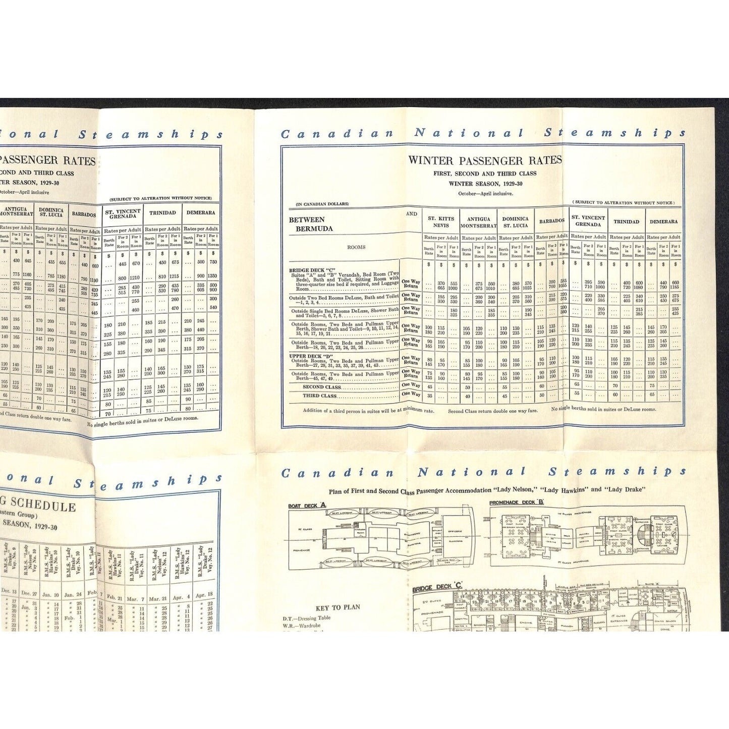 Canadian National Steamships 1929 British West Indies Brochure 17" x 22 3/4"