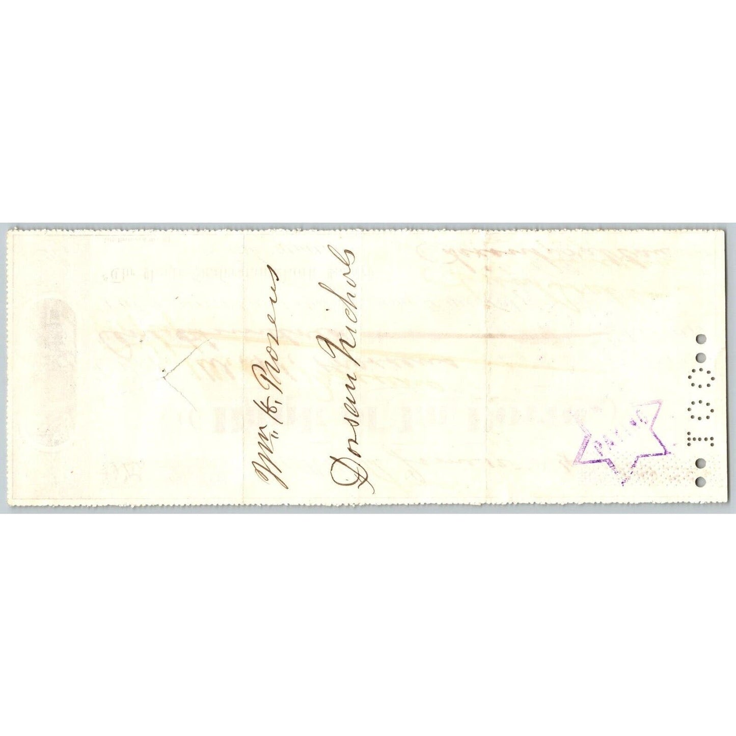 Bank of La Porte Check W.H. Proseus (Lg Land Owner?) 1884 Mining Vignette #12498
