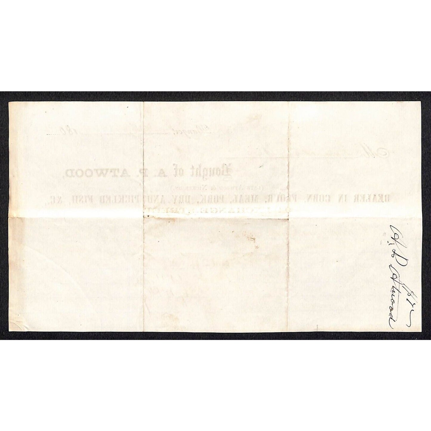 1863 Jabez Knowlton* Newburgh ME A.P. Atwood Bangor Bbl. Champion Flour Billhead