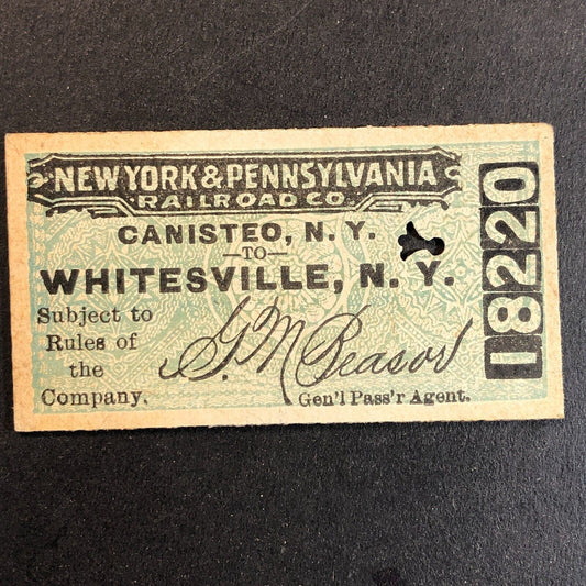 New York & Pennsylvania Railroad July 4 1917 Whitesville, NY Ticket #18220