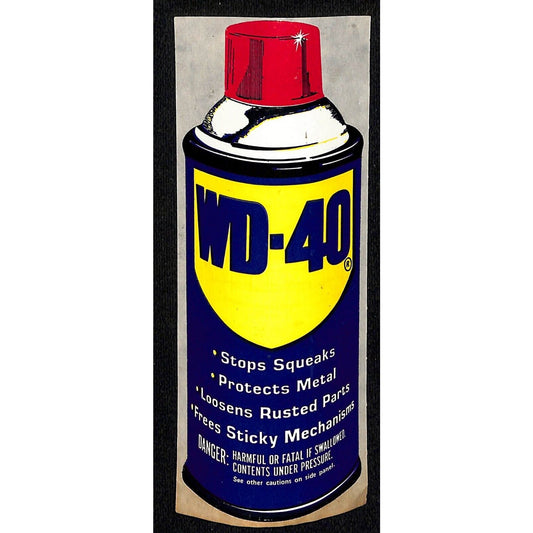 WD-40 Original Sticker / Decal Glossy Finish 2 1/4" x 6" c1970's-80's VGC (#1)