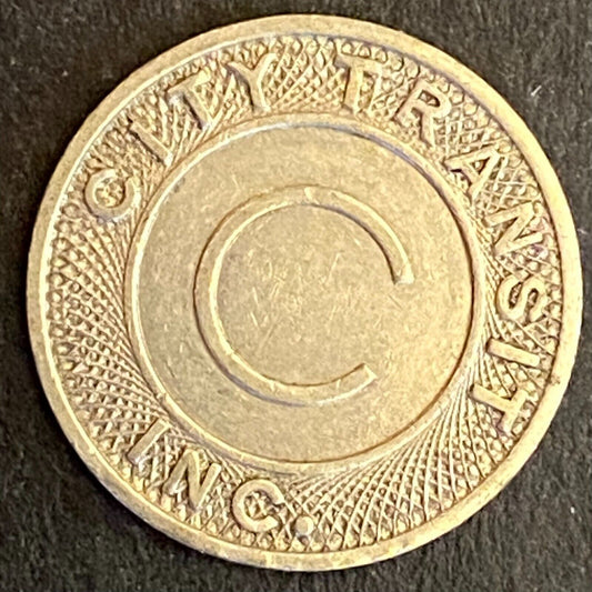 Mason City, IA City Transit Inc. G/F One Fare Transit Token 16mm c1954