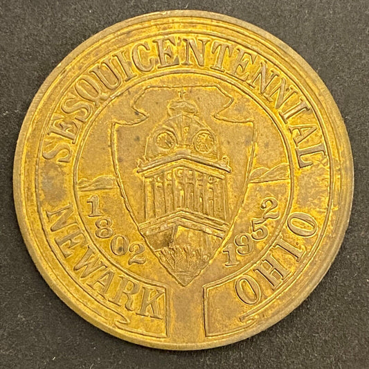 Newark, Ohio Sesquicentennial 1802 - 1952 G/F 50¢ Brass Trade Token 32mm (#7)