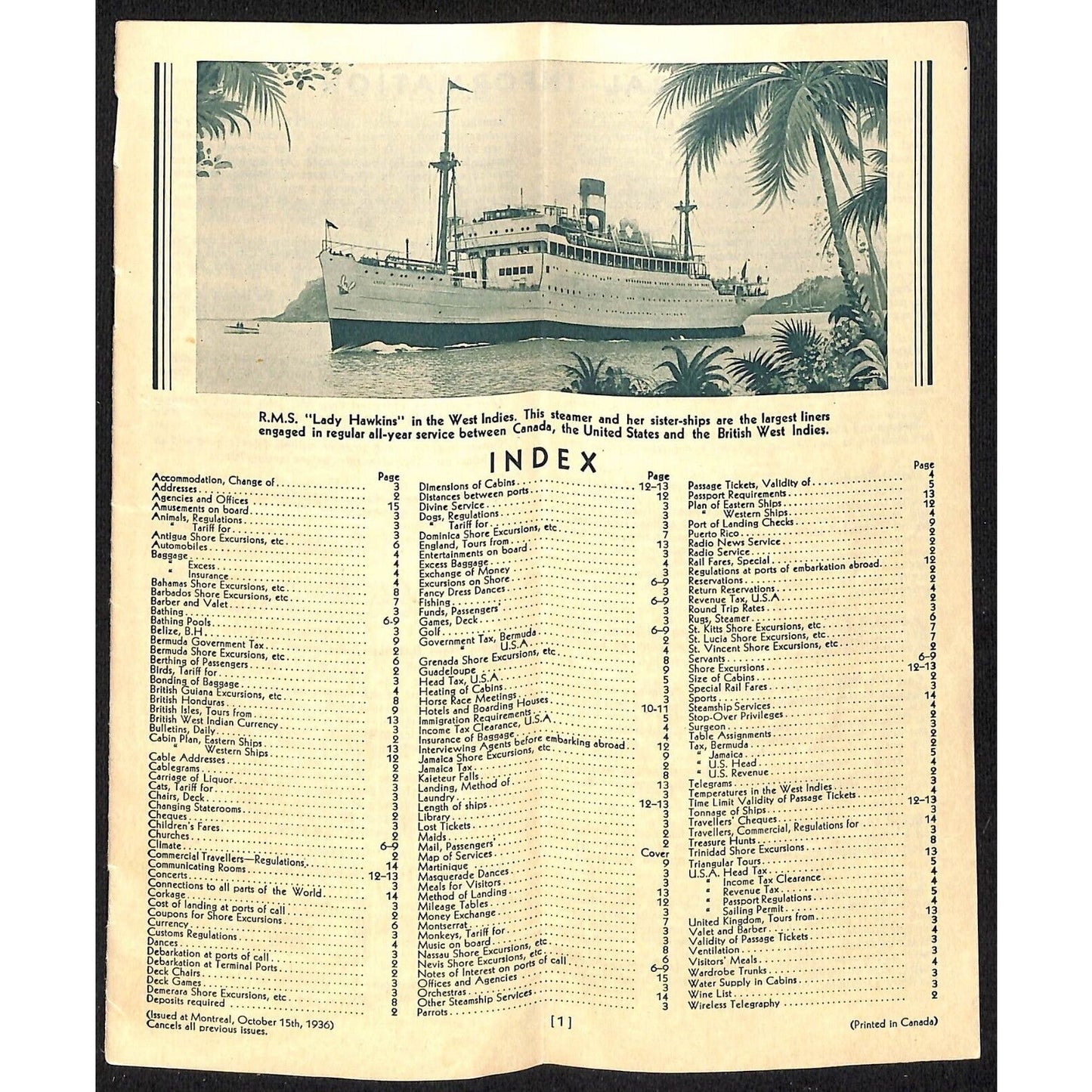 Canadian National Steamships "Lady Liners" 1936 Bermuda West Indies Brochure 15p