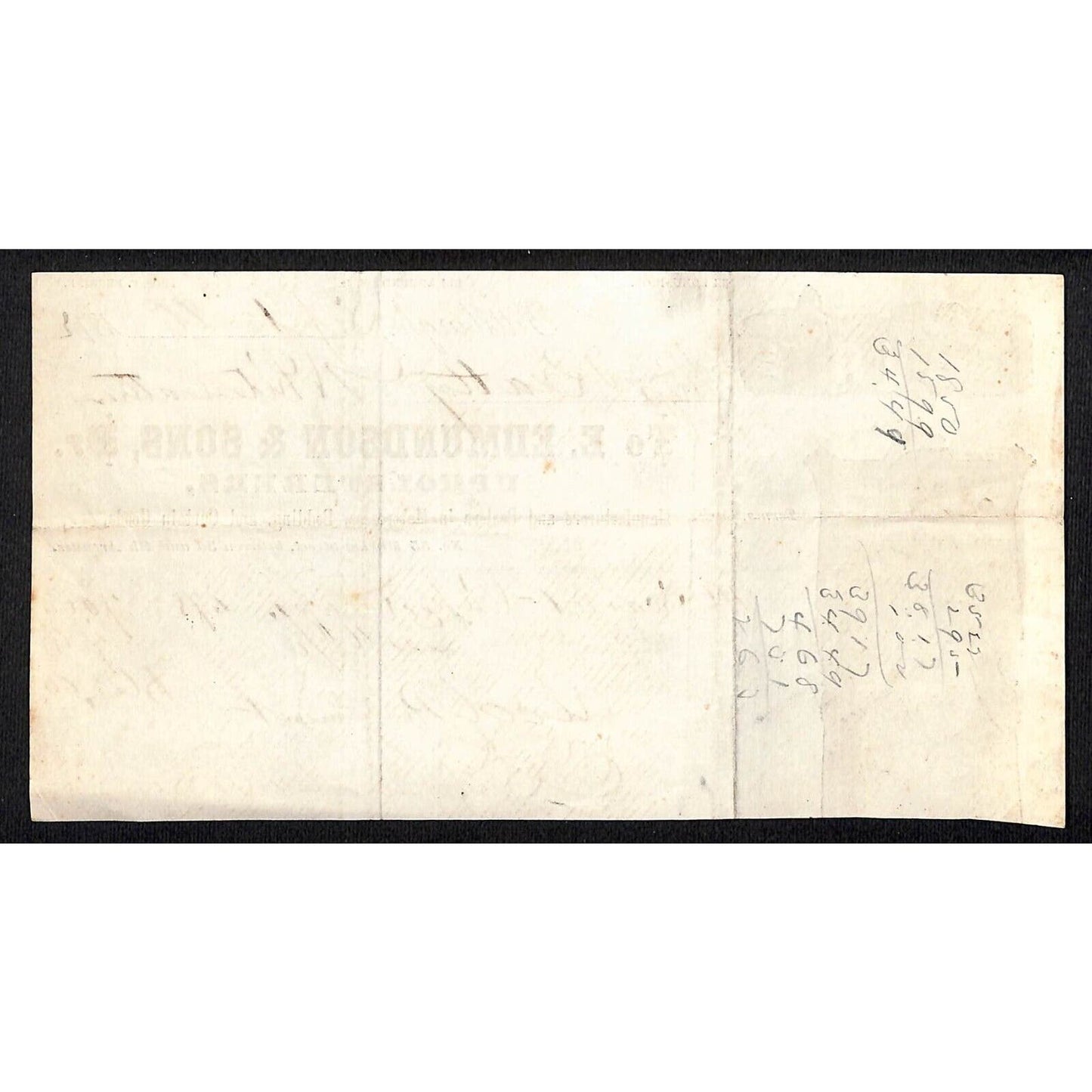 E. Edmundson & Sons Upholsterers 1872 Billhead Whiteleather* N. Georgetown, OH