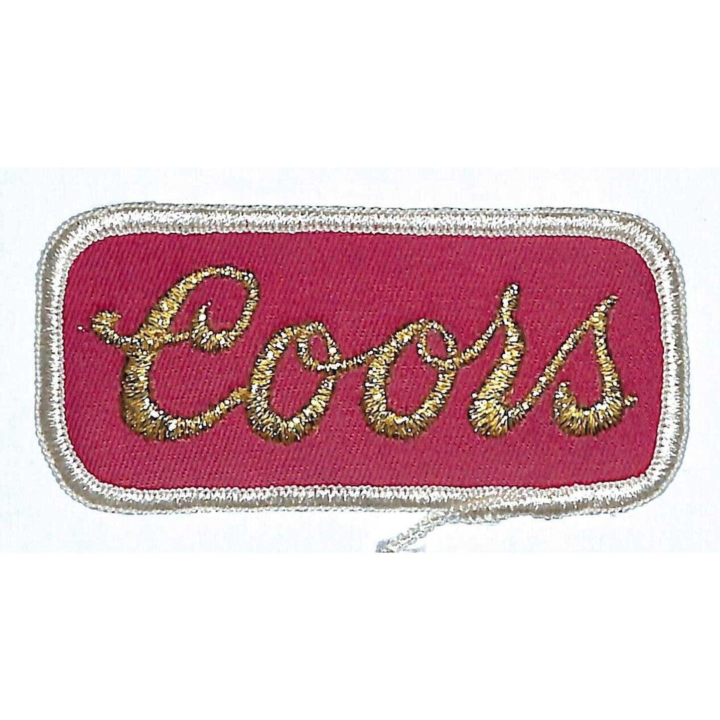 Coors Beer Patch Embr. Vintage Glitter Thread Text 1 5/8" x 3 5/8" c1975-85