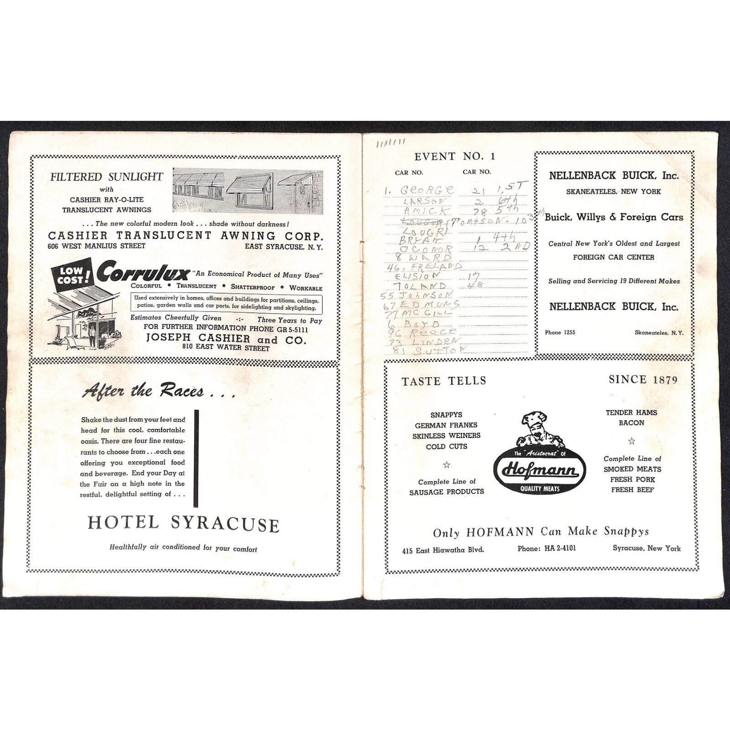 New York State Fair Auto Racing Program Stock Car 9/2 1957 20pp Scarce