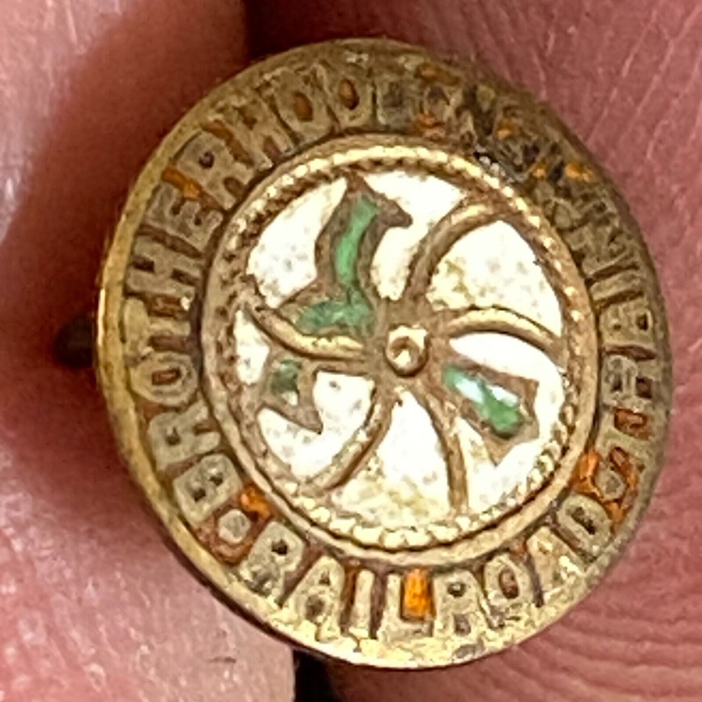 Brotherhood of Railroad Trainmen Small Color Enameled Lapel Pin 9mm c1935-45