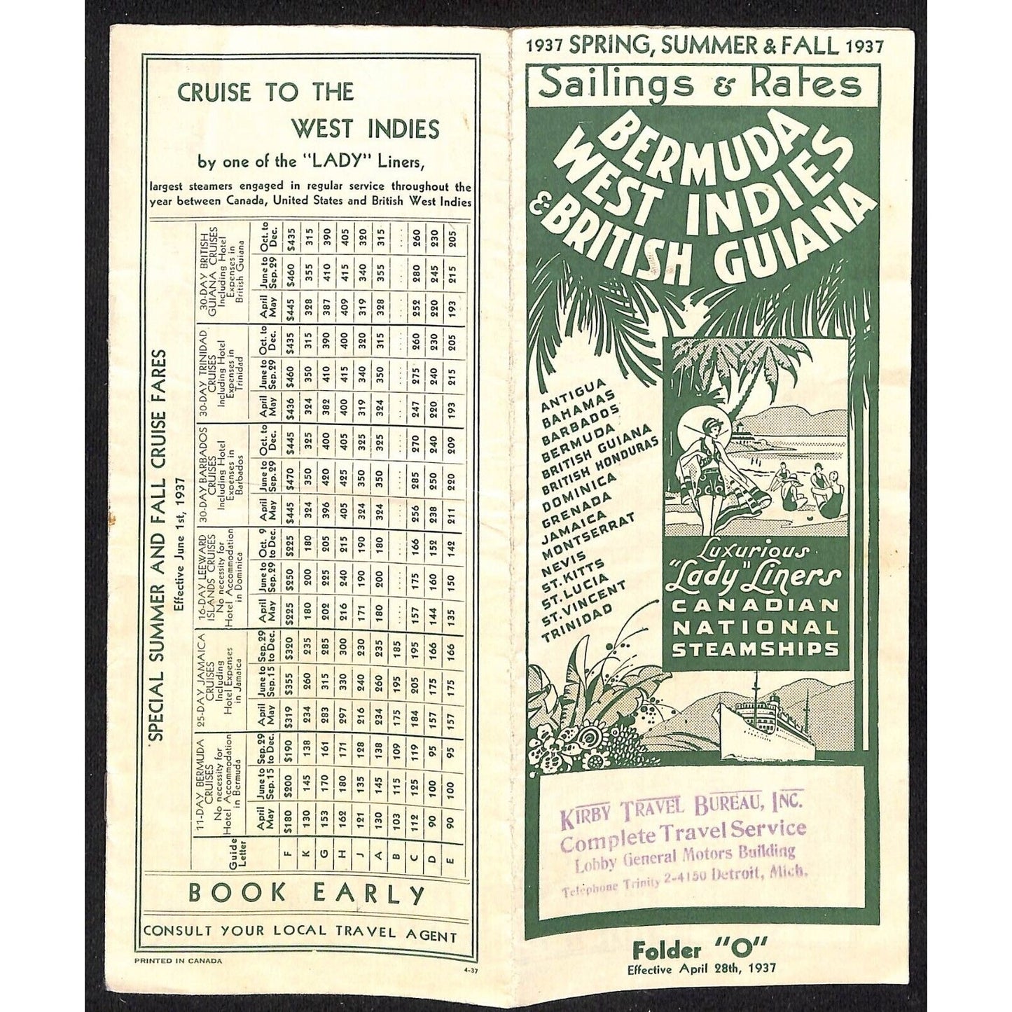 Canadian National Steamships "Lady Liners" 1937 Bermuda West Indies Brochure