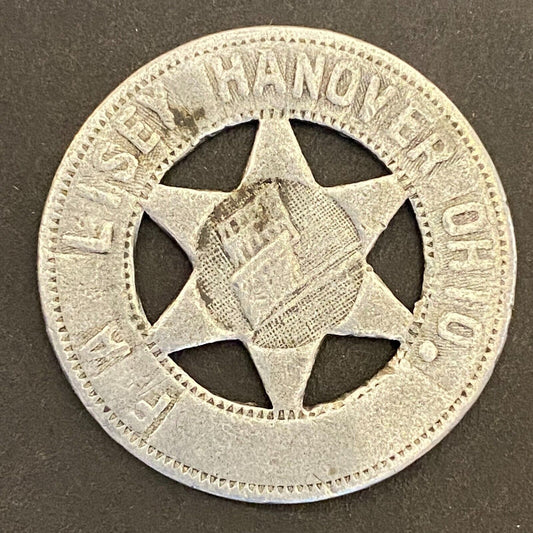 F.A. Lisey Hanover, Ohio Six-Star Badge-Style Vintage Alum. Souvenir? Token 32mm