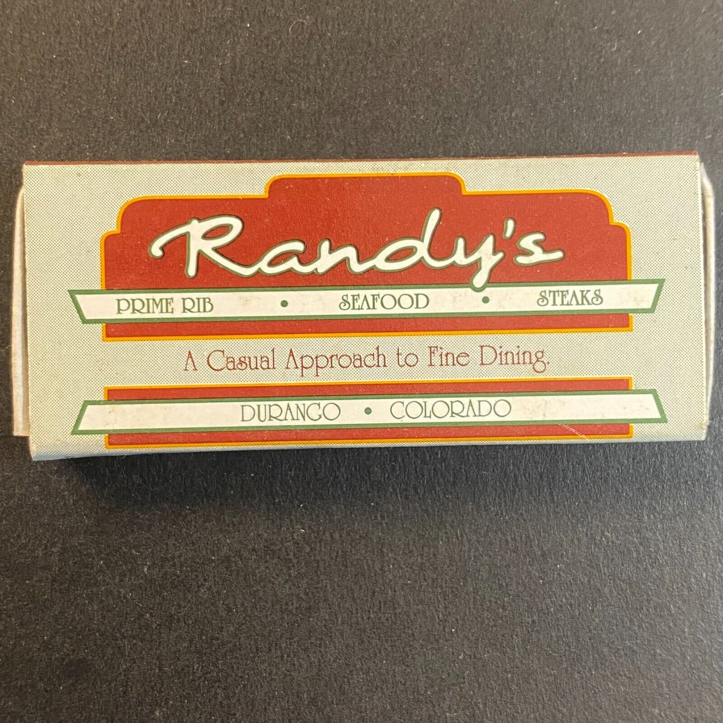 Randy's Prime Rib Seafood Restaurant Durango, CO Vintage Matchbox VGC Scarce