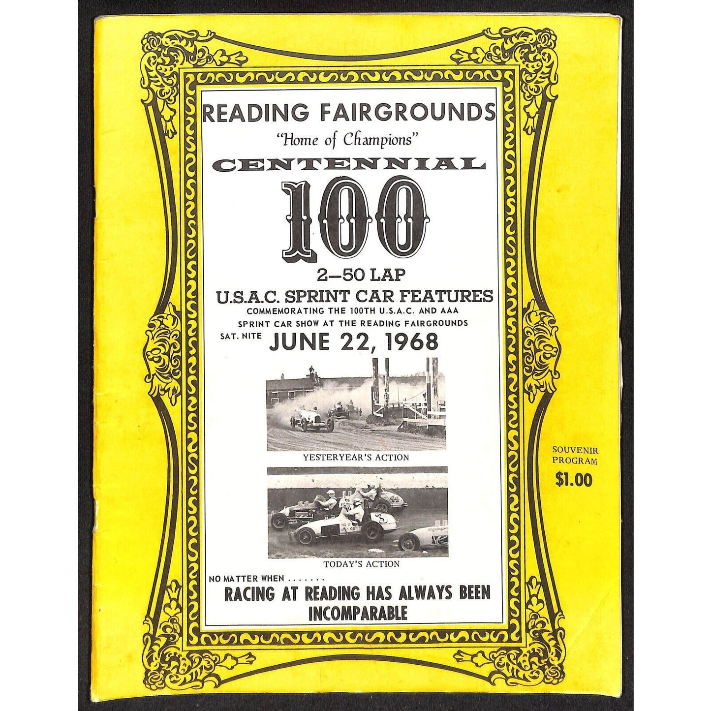 Reading Fairgrounds 1968 USAC Auto Races Program Sprint Car 100th 28pp*