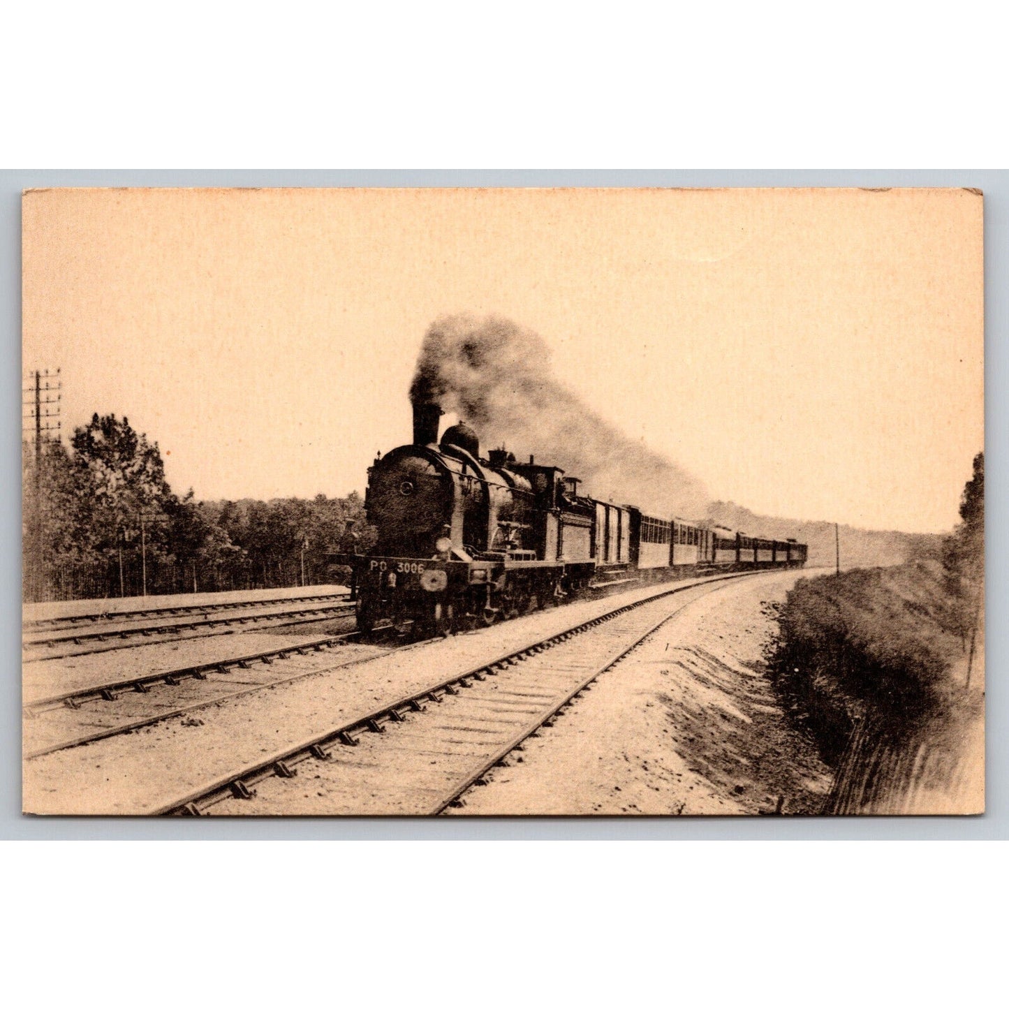 French Railroad RPPC* Postcard Machine Atlantic 3006 c1900 H.M.P.