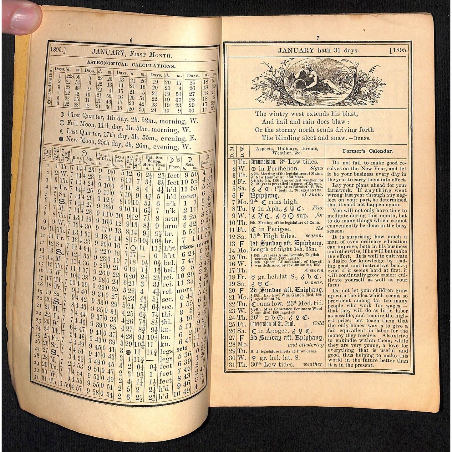 1895 Old Farmer's Almanac 48pp Geo. W. Armstrong, Boston / Arm & Hammer Ad
