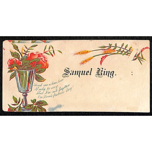 "Samuel King" Victorian Calling Greeting Card - Floral w/ Poem