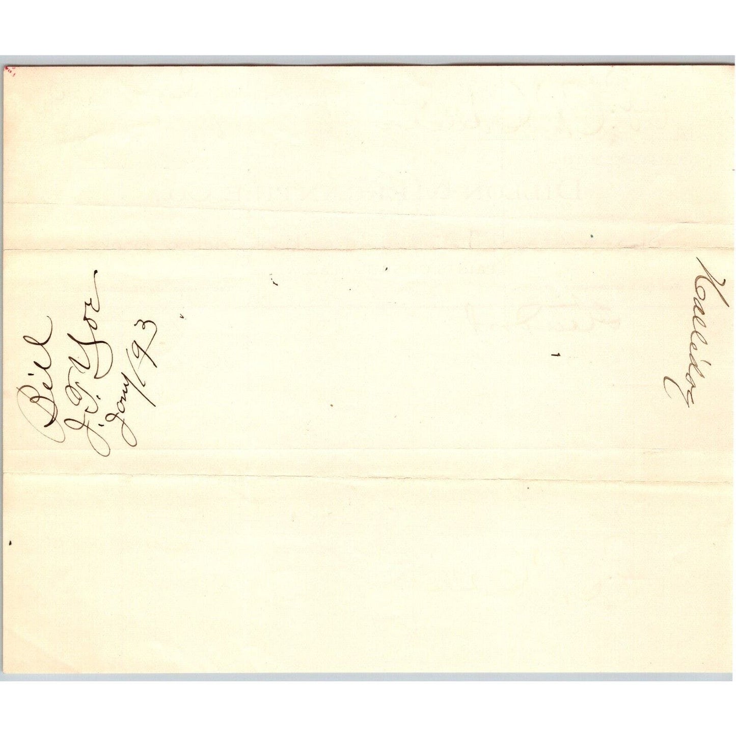 Dillon MT Dillon Mercantile Co. John T. Yoe Jan. 1893 Billhead R.C. Halliday*