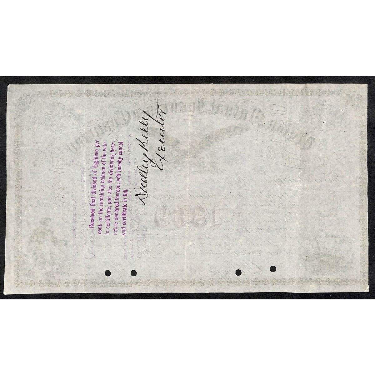 Union Mutual Insurance NY 1869 "Certificate of Profits" to Patrick Mc Manus