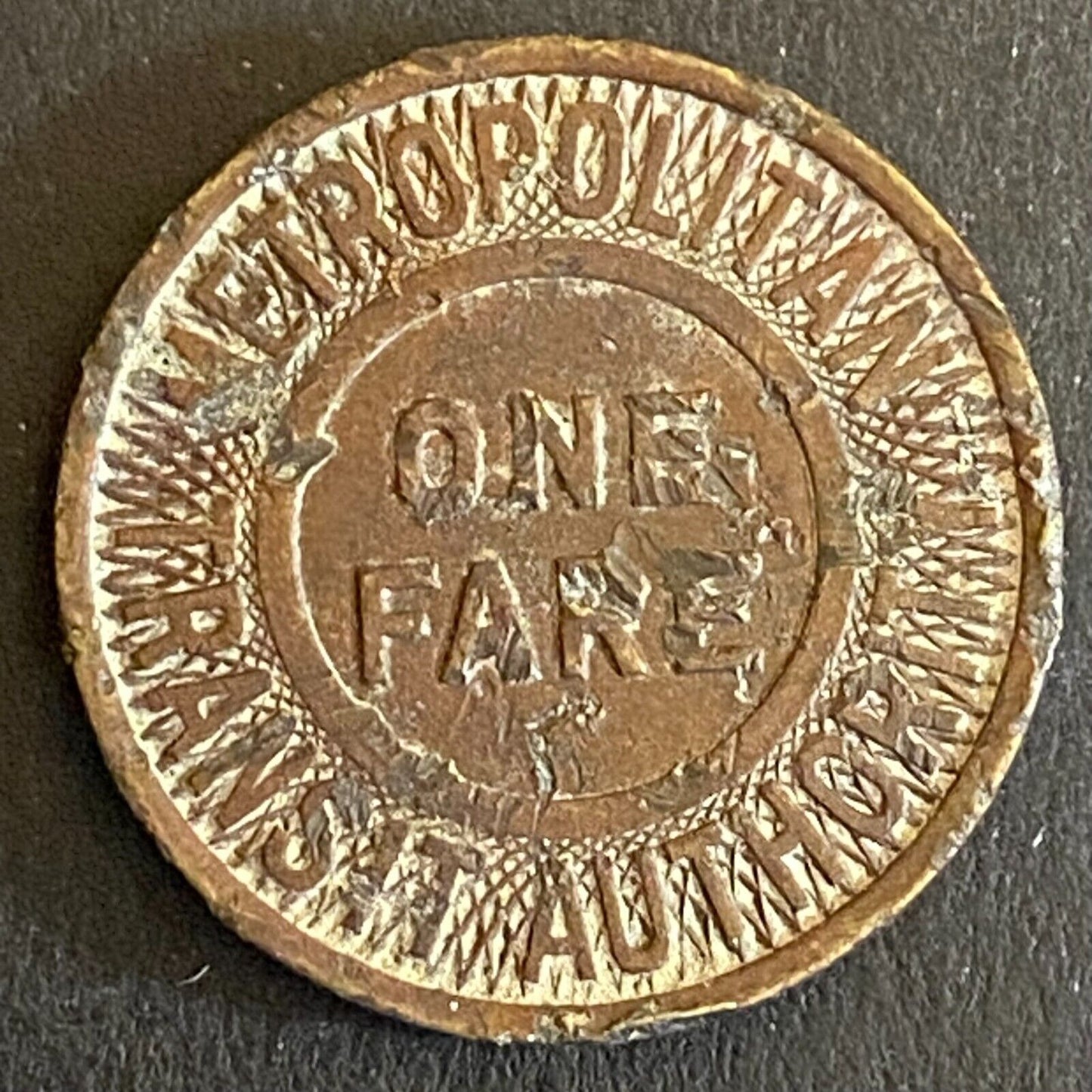 Metropolitan Transit Authority (Boston) Brass One Fare Transit Token 20mm