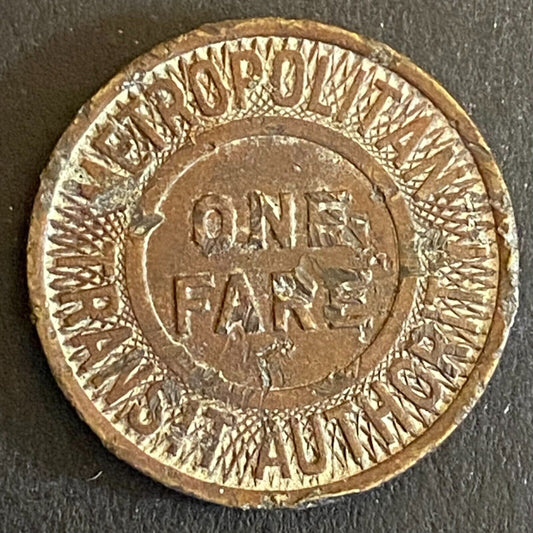 Metropolitan Transit Authority (Boston) Brass One Fare Transit Token 20mm