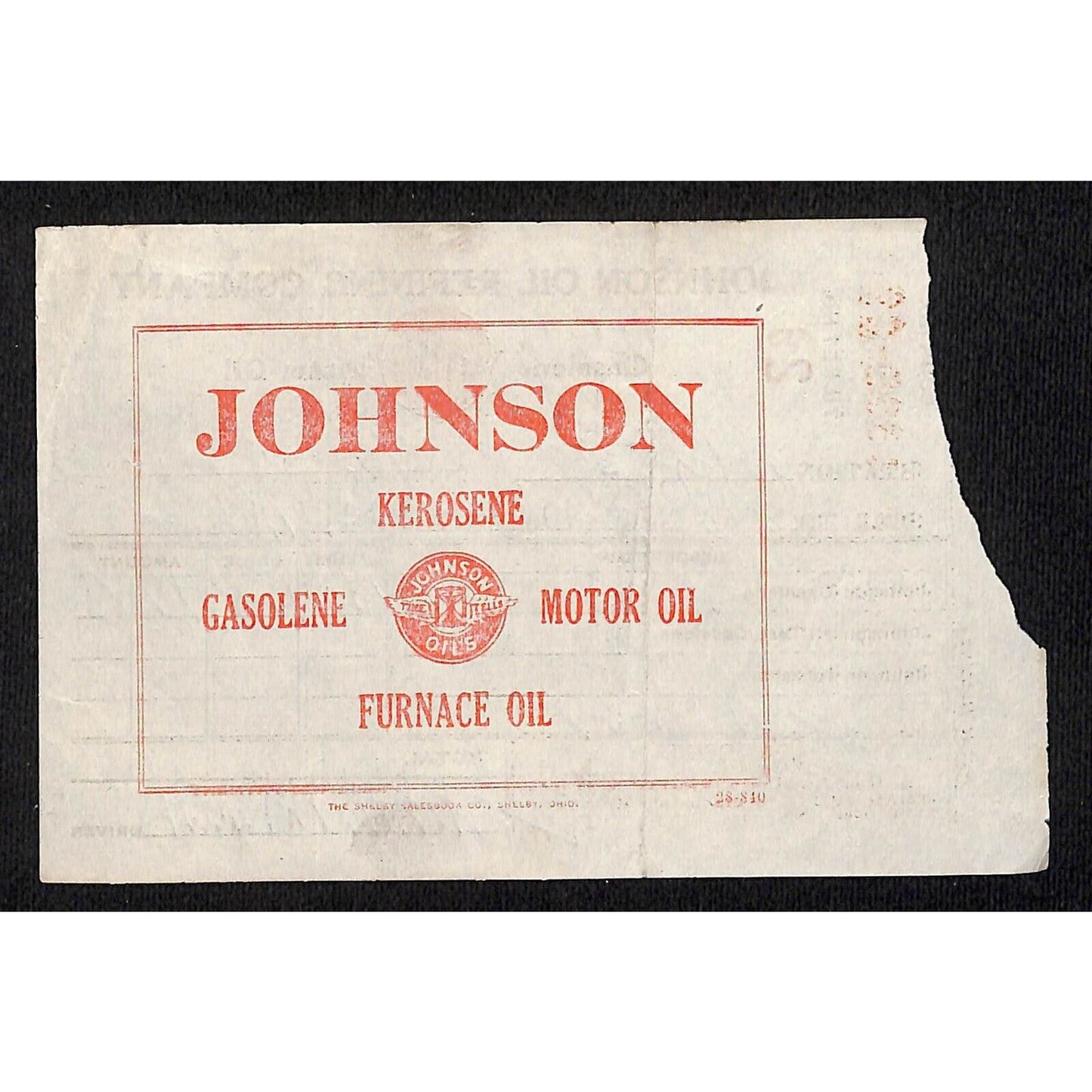 Johnson Oils Gasoline Kerosene 1926 W. H. Thompson Melvin IL #29 Station Receipt