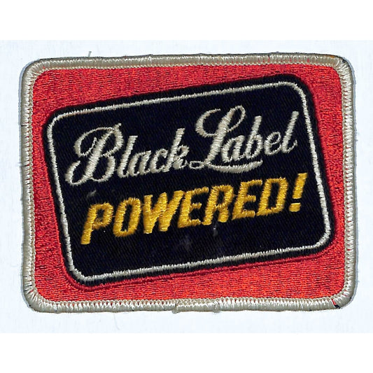 Black Label Powered Whiskey Embroidered Patch Vintage 3" x 4" (#2) c1970's