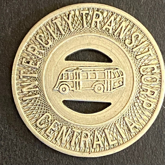 Intercity Transit Corp. Centralia, IL G/F One Fare Bus Transit Token 23mm