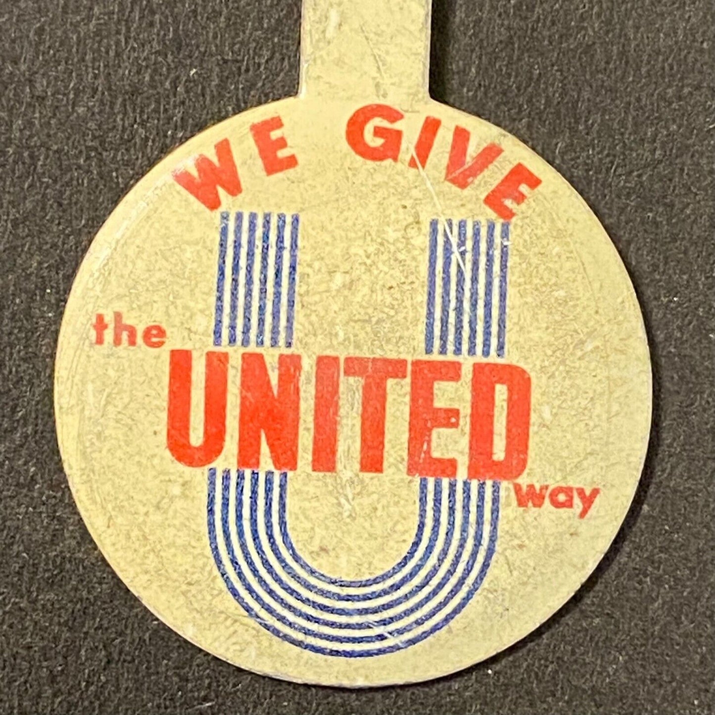 "We Give the United Way" Steel Fold Over Pin c1952-60's VGC 3/4" Green Duck