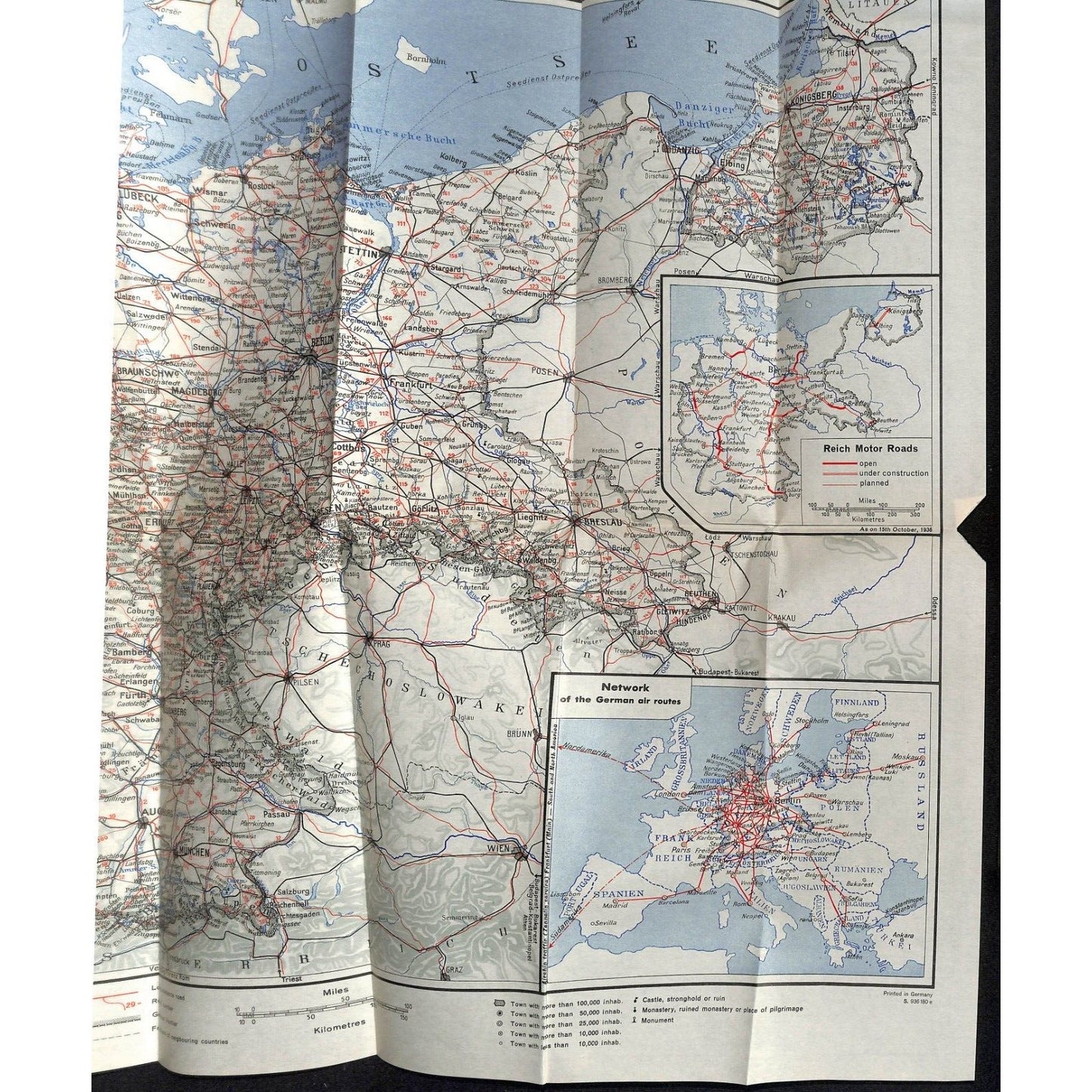 1937 "Travel in Germany" Travel Brochure 51pp w/ 16 3/4" x 19 1/2" FO Map