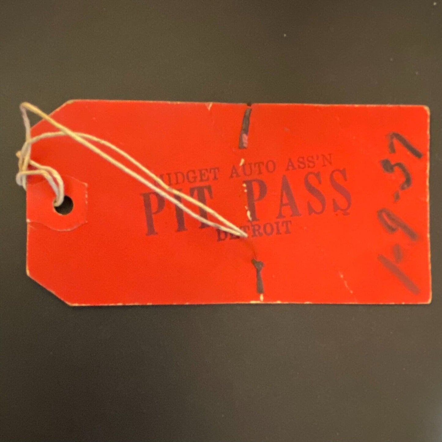 Midget Auto Ass'n (MARA ?) Pit Pass Detroit Jan 1, 1937 - Scarce