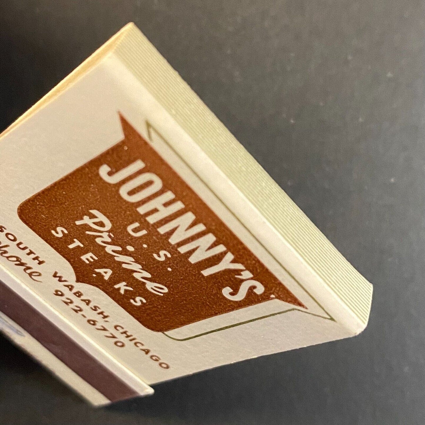 Johnny's Prime Steaks Restaurant Chicago c1960's-73 Full Matchbook Scarce