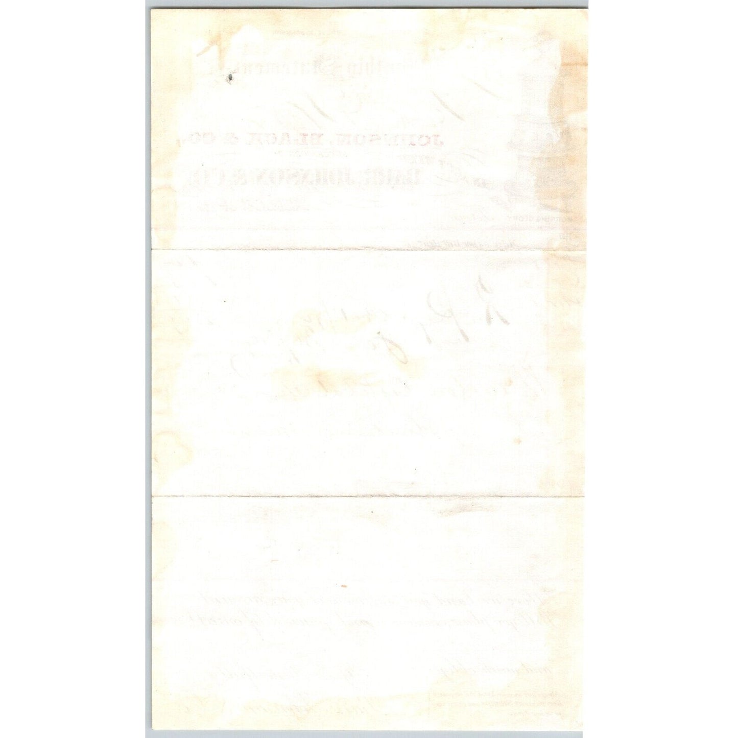 Johnson, Black & Co. Barr, Johnson & Co. Steves Erie, PA 1872 Statement