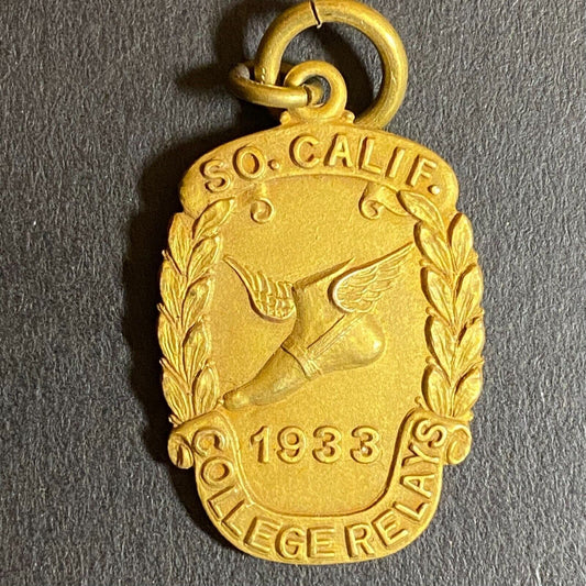 1933 SO. California College Distance Medley Relays Pendant / Medal Winged Foot