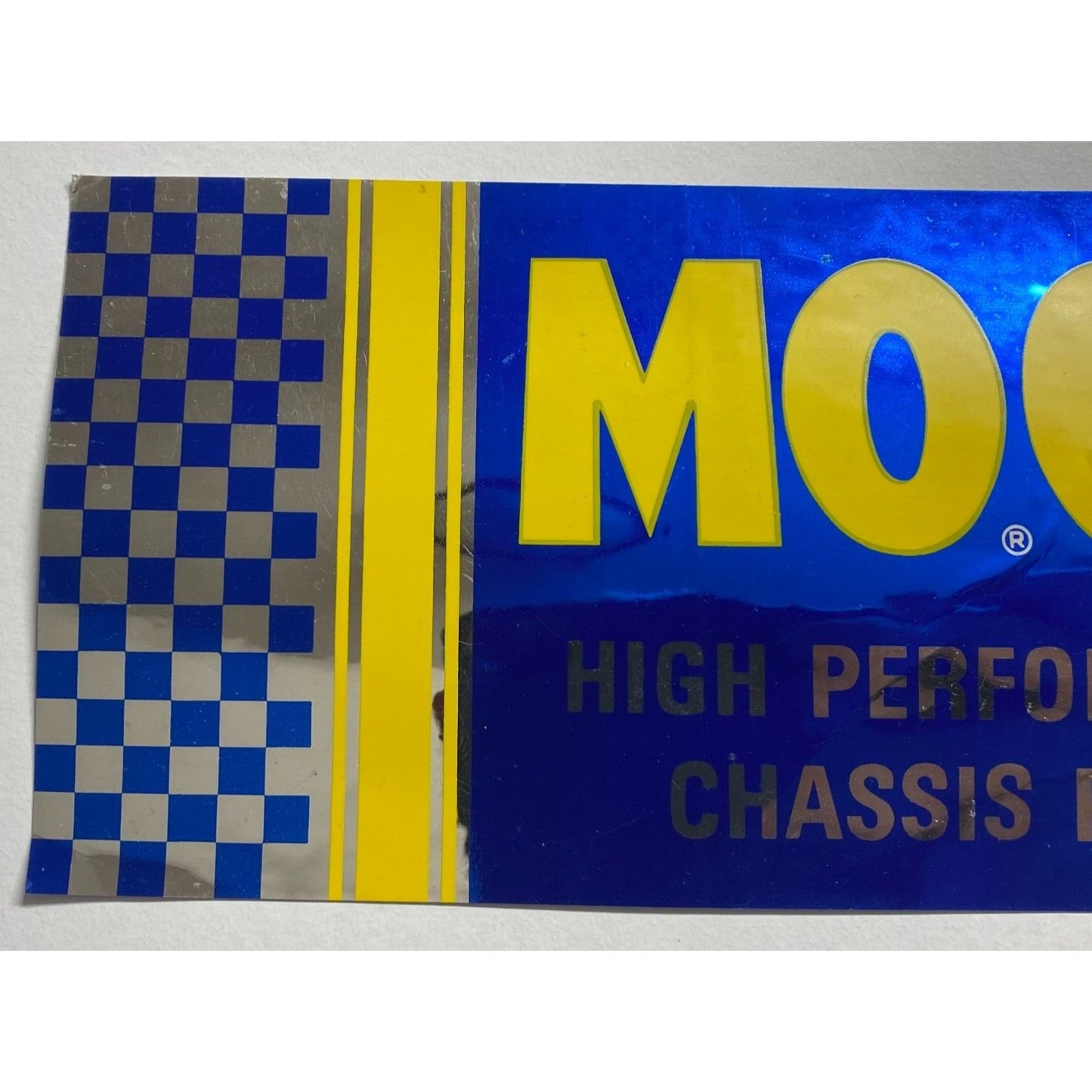 Moog High Performance Chassis Original Sticker Blue Yellow & Mylar c1980's