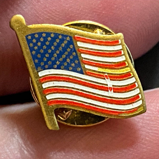 American Flag Enameled Lapel Pin Vintage Small 9mm x 11mm