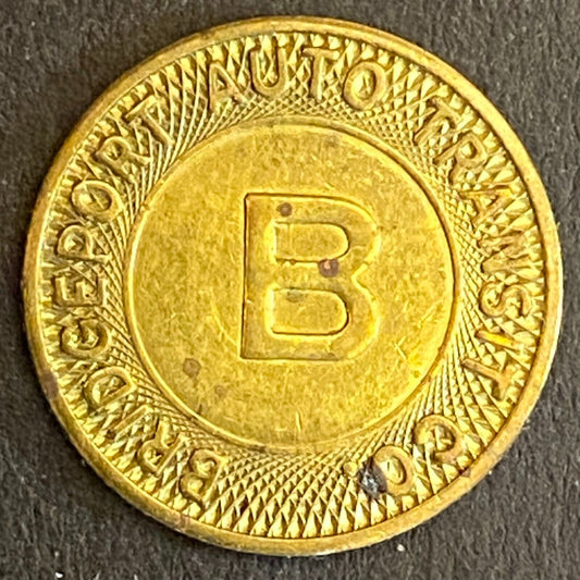 Bridgeport Auto Transit Co Connecticut G/F One Fare Transit Token 16mm Scarce