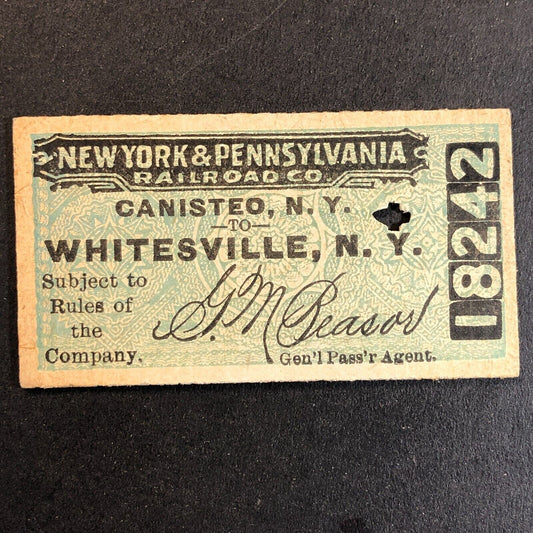 New York & Pennsylvania Railroad July 11 1917 Whitesville, NY Ticket #18242