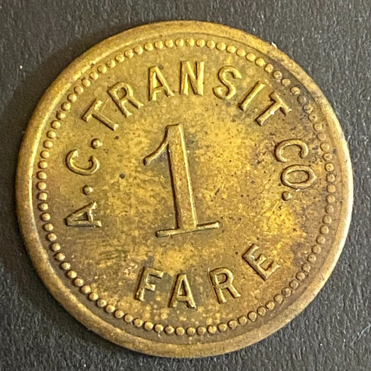 A.C. Transit Co. (Arkansas City, KS) Brass "1 Fare" Transit Token 23mm Scarce