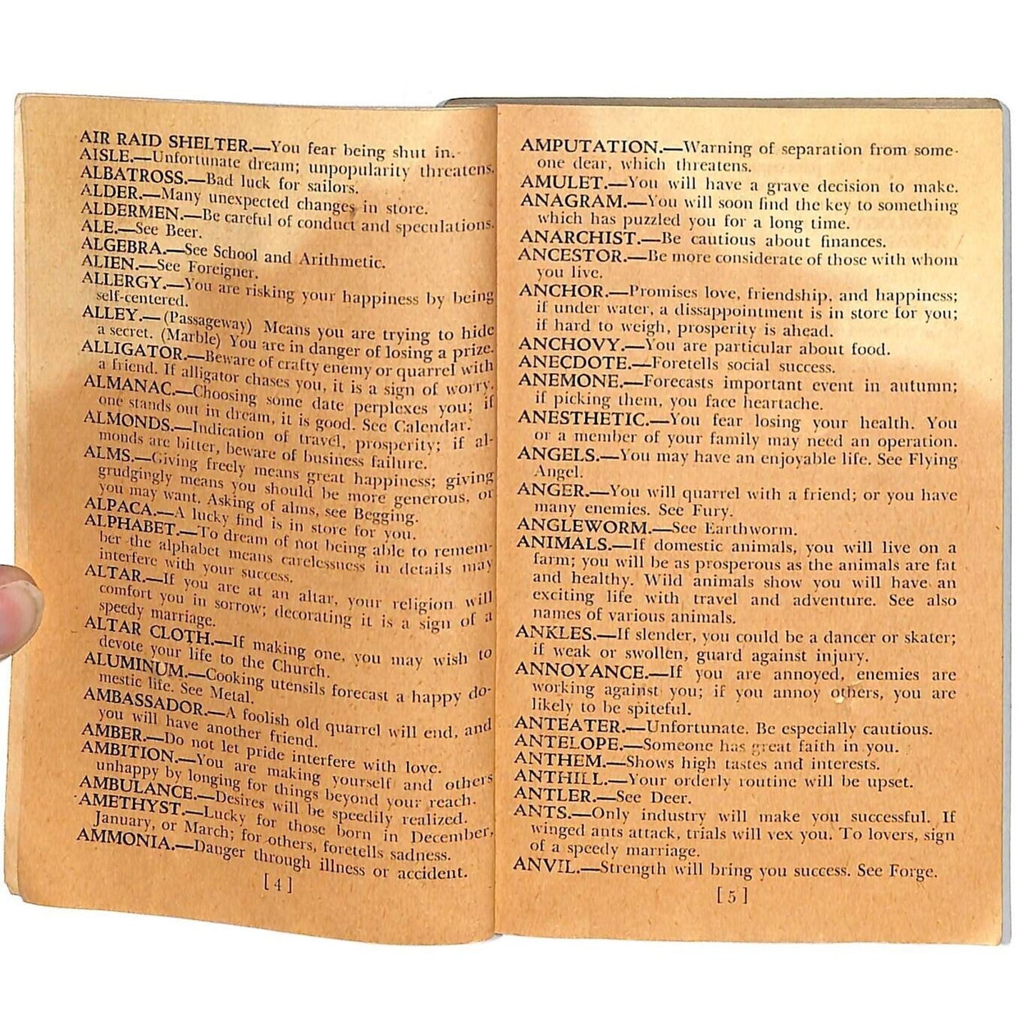 "The Master Dream Book" Dictionary for Dreams SC 3 1/2" x 5 1/4" 128pp c1945
