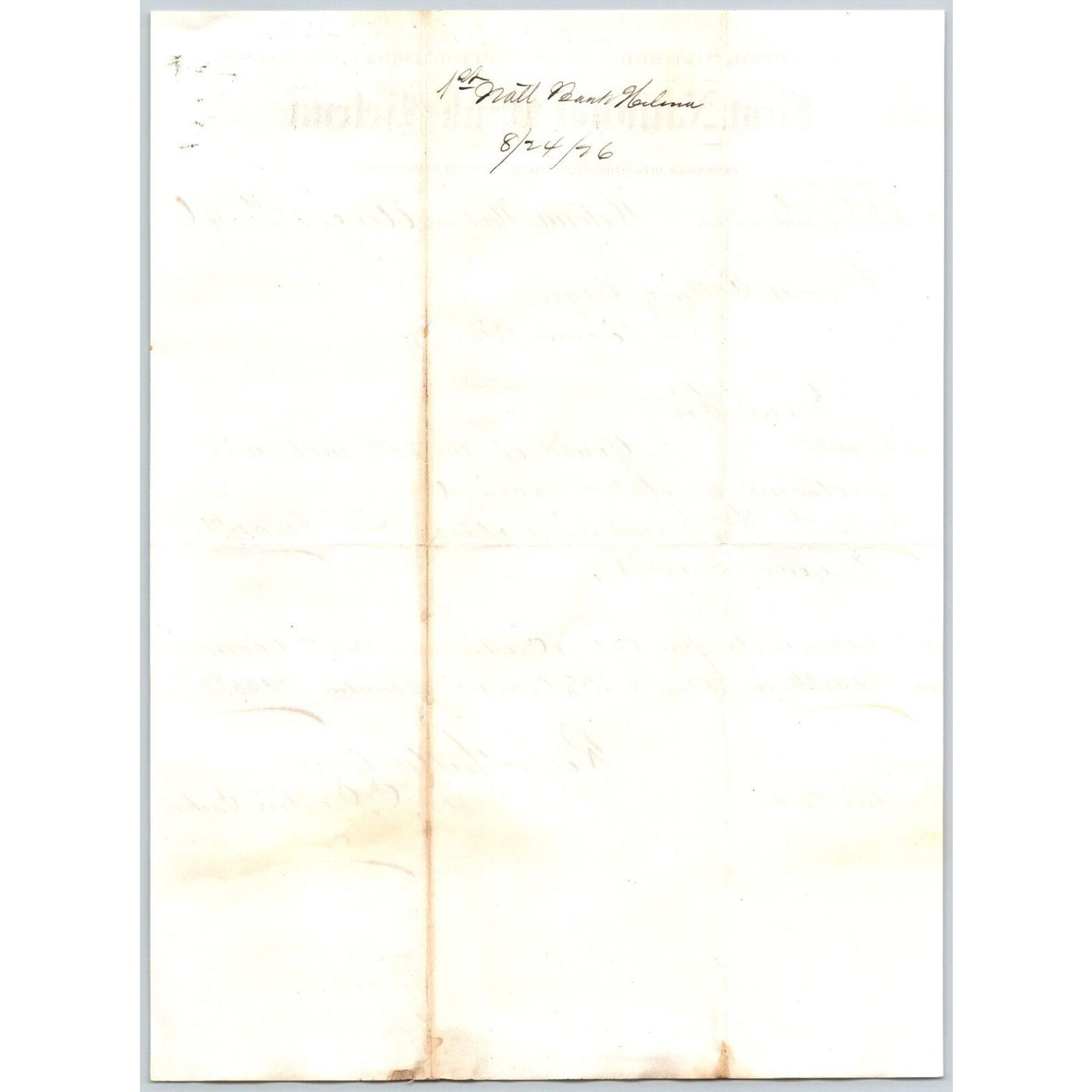 First National Bank of Helena, MT 1876 ALS Letterhead to Henry Elling*
