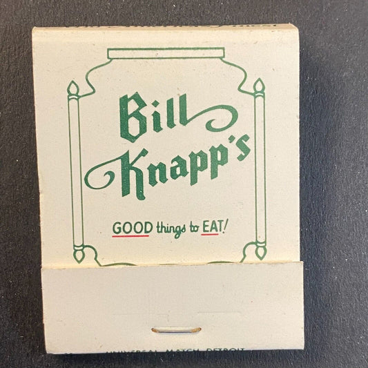 Bill Knapp's Restaurants Michigan Ohio c1960's-73 Full Matchbook VGC