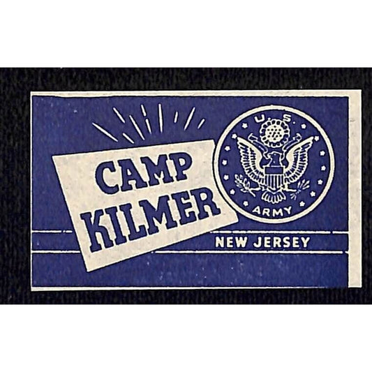 Camp Kilmer New Jersey WWII Matchbox Label Cut* VGC U.S. Seal